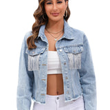 Denim Jacket with Fringe Detail 3