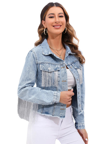 Denim Jacket with Fringe Detail 4