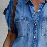 Denim Shirt Dress – Relaxed Fit with Functional Pockets for Effortless Summer Style 7