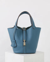 Elaris | Luxe Taupe Leather Bucket Bag – Timeless & Elegant 10