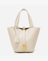 Elaris | Luxe Taupe Leather Bucket Bag – Timeless & Elegant 8