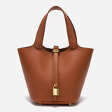Elaris | Luxe Taupe Leather Bucket Bag – Timeless & Elegant 9