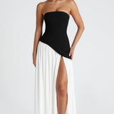 Elegant Strapless White Maxi Dress with Asymmetric Waist and High Slit – Perfect for Summer Events 10