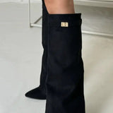 Elegant Women's Knee High Boots – Black Leather or Suede with Slim Design for All-Day Comfort and Versatile Style 7