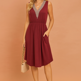 Elli Casual Summer Dress – Light V-Neck Sleeveless Style for Effortless Warm Weather Chic 0