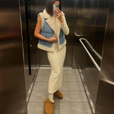 Hadley | Women’s Denim & Shearling Jacket | Sleeveless Vintage Charm 5