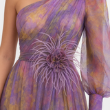Evening Asymmetric sleeve Maxi Gown 2