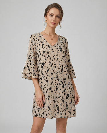 Floral Elegance Double-Layer Dress – Playful Flare Sleeves for Summer Events 1