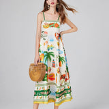 Floral Maxi Dress for Women with Shirred Bodice – Lightweight Sleeveless Long Dress in Paradise Print 0