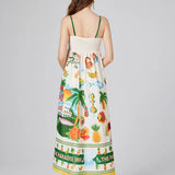Floral Maxi Dress for Women with Shirred Bodice – Lightweight Sleeveless Long Dress in Paradise Print 1
