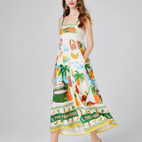Floral Maxi Dress for Women with Shirred Bodice – Lightweight Sleeveless Long Dress in Paradise Print 2
