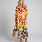 Geometry Circle Print Dress – Vintage Puff Sleeve A-Line Summer Style 4