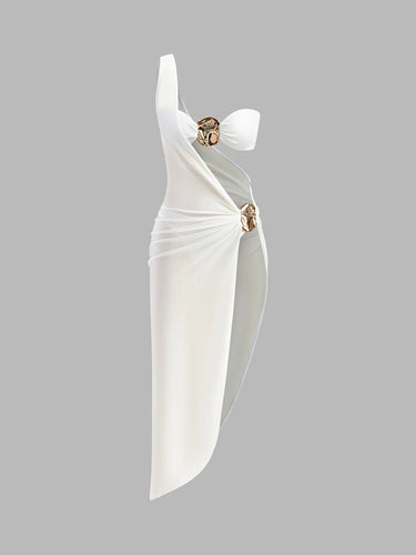 Gold Detail Three-piece Bikini With Cover-Up set 4
