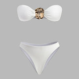 Gold Detail Three-piece Bikini With Cover-Up set 6
