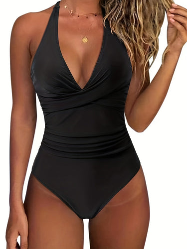 Halter Neck Backless V-Neck Swimsuit for Women 3