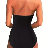 Halter Neck Backless V-Neck Swimsuit for Women 4