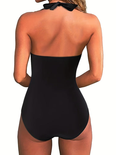 Halter Neck Backless V-Neck Swimsuit for Women 4