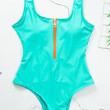 Hollow V-Neck Zipper Swimsuit for Stylish Beachwear 10