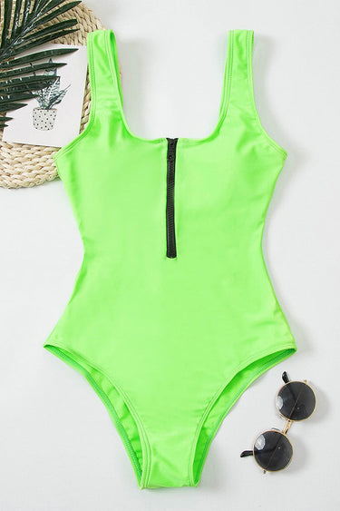 Hollow V-Neck Zipper Swimsuit for Stylish Beachwear 5