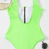Hollow V-Neck Zipper Swimsuit for Stylish Beachwear 6