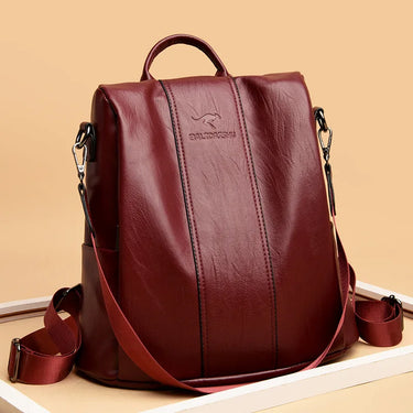 Kangaroo Women's Large Capacity Travel Backpack Soft Leather Anti-Theft Fashion Simple Multifunctional Ladies Bag Casual Travel 1