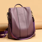 Kangaroo Women's Large Capacity Travel Backpack Soft Leather Anti-Theft Fashion Simple Multifunctional Ladies Bag Casual Travel 2