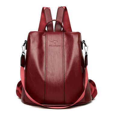 Kangaroo Women's Large Capacity Travel Backpack Soft Leather Anti-Theft Fashion Simple Multifunctional Ladies Bag Casual Travel 5