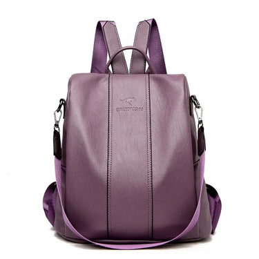 Kangaroo Women's Large Capacity Travel Backpack Soft Leather Anti-Theft Fashion Simple Multifunctional Ladies Bag Casual Travel 6