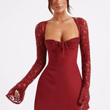 LIZA LACE MINI DRESS - RED 0