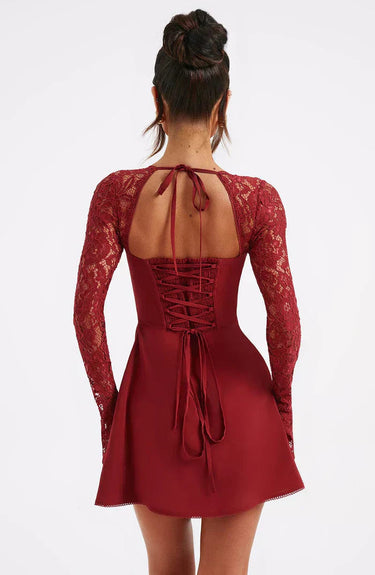 LIZA LACE MINI DRESS - RED 1