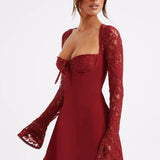LIZA LACE MINI DRESS - RED 2