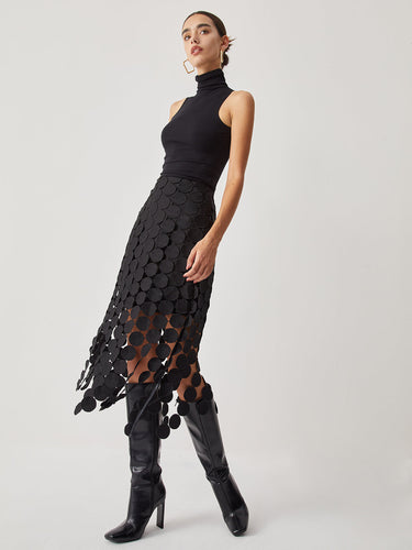 Laser Cut Multi Circle Double Layered Skirt 1