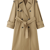 Lautaro Spring Autumn Oversized Khaki Long Grey Trench Coat for Women Double Breasted Loose Casual Korean Fashion Overcoat 2024 2