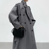 Lautaro Spring Autumn Oversized Khaki Long Grey Trench Coat for Women Double Breasted Loose Casual Korean Fashion Overcoat 2024 3