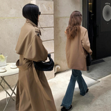 Lautaro Spring Autumn Oversized Khaki Long Grey Trench Coat for Women Double Breasted Loose Casual Korean Fashion Overcoat 2024 5