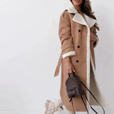 Long Coat Women with Fleece Lining and Teddy Collar – Elegant Long Winter Coat for Chilly Days, Black 3