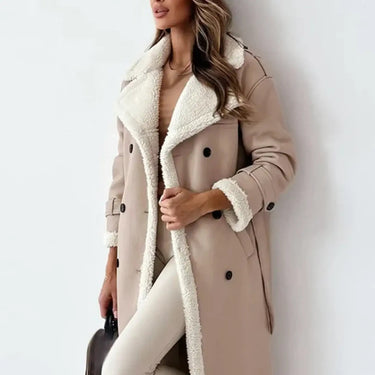 Long Coat Women with Fleece Lining and Teddy Collar – Elegant Long Winter Coat for Chilly Days, Black 5