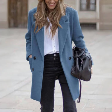 Luxe Wool Blend Coat – Double Breasted Warm Winter Outerwear 0