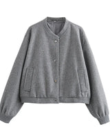 MUJER 2025 Women Jacket Cropped Bomber Jackets For Women Beige Black Tweed Jacket Woman Fashion Long Sleeve New In Short Coats 6