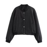 MUJER 2025 Women Jacket Cropped Bomber Jackets For Women Beige Black Tweed Jacket Woman Fashion Long Sleeve New In Short Coats 8