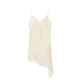 MUJER Lace Slip Mini Dress Women Satin Backless Summer Dress Woman Asymmetric Party Women's Dress Sexy Beach Dresses for Women 9