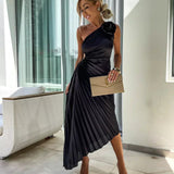 Mandy | Elegant Shoulder Pleated Dress 4