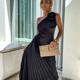 Mandy | Elegant Shoulder Pleated Dress 5