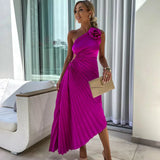 Mandy | Elegant Shoulder Pleated Dress 7