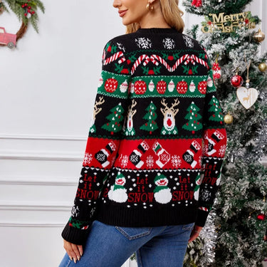 Merry Xmas Holiday Look Women's Knitted Sweater Cartoon Print Full Sleeve Christmas Cardigans Knitwear Warm Soft Jacket Coat Top 4