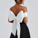 Noir Bloom Mini Dress - Black/White 3