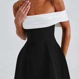 Noir Bloom Mini Dress - Black/White 7