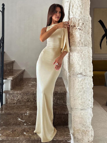 Off-white Maxi Dress with Knot 1
