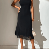 Off Shoulder Bodycon Midi Dress – Strapless Bandeau Formal Dress for Wedding Guests and Cocktail Parties, Comfortable Elastic Fabric 2