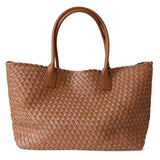 Olyndra | Tan Woven Leather Tote Bag – Effortless & Stylish 1